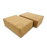 Bean Products Yoga Blocks - 2 Pack, Cork, Standard - 3x6x9 For Yoga, Pilates, Fitness, Body weight exercise.