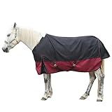 Gallopoff 1200D Ripstop Waterproof Breathable Horse Blanket (0g No Fill), Lightweight Turnout Rain Sheet, Keeps Dry in Mud & Wet Weather Blackwine 78"