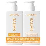 Native Shampoo and Conditioner Contain Naturally Derived Ingredients| All Hair Type Color & Treated, Fine to Dry Damaged, Sulfate & Dye Free - Almond & Shea Butter, 16.5 fl oz each (2 pack)