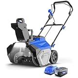 WILD BADGER POWER Cordless Snow Blower 40V 20" Electric, Brushless Battery Powered with LED Single Stage for Wet Snow and Heavy Snow, Blue
