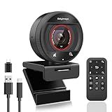 Galyimage ‌2K AI Webcam for PC,1080P 60fps TOF Computer Camera with 8X Digital Zoom USB 3.0 Webcam with Remote Control/HDR/Dual Noise Cancelling Mics for Streaming & Meeting on Zoom/Teams/Facetime