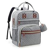 Tuwubi Diaper Bag Backpack, Baby Essentials Travel Tote Bag, Multi function Waterproof Backpacks, Travel Essentials with Stroller Straps & Pacifier Case - Grey
