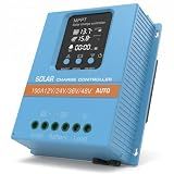 Solar Charge Controller 100A 12V 24V 36V 48V Intelligent Recognition LCD Display Battery Intelligent Regulator Maximum 100V Input Dual USB for Lead Acid/Lithium Battery (SA100A)