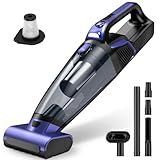 Pet Hair Handheld Vacuum Cordless: 20000PA High Power Car Vacuum with Motorized Brush and LED Light, Rechargeable Hand Held Vacuum Cleaner with Reusable Filter for Car, Home, Office & Pet, Purple