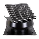 iLIVING HYBRID Ready Smart Thermostat Solar Roof Attic Exhaust Fan, 14", 40-Watt, 1150 CFM, Cools up to 2900 Sq.Ft. Coverage Area, Black