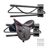 VEVOR Saddle Rack with Pad Bar, 23.8 x 12.6 x 10.2 in, 2 Packs Wall Mounted Saddle Stand, Heavy-Duty Steel Saddle Holder, Western & English Saddle Rack for Horse Stall, Barn, Trailer, Tack Room