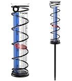 Toiclebor Rain Gauge Outdoor,Freeze Proof Plastic Tube with Black Spiral Stand,with Red Float,Wall Mount or Ground Install,Dual Scale,Model RM-BS7-002