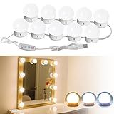 HELOIE Led Vanity Mirror Lights,Vanity Lights for Makeup Dressing Mirror Lighting,10 Dimmable Bulbs,Adjustable Light Color & Brightness,USB Cable,Mirror not Included