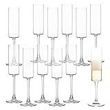 UMEIED Champagne Flutes, 6oz Edge Champagne Glasses Set of 12 with Long Stem - Sparkling Wine Glasses & Elegant Gift for Home, Wedding, Anniversary, Party, Birthday, Clear