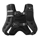 ZELUS Weighted Vest, 6lb/8lb/12lb/16lb/20lb/25lb/30lb Weight Vest with Reflective Stripe for Workout, Strength Training, Running, Fitness, Muscle Building, Weight Loss, Weightlifting, Black(20 lb)