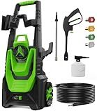 WISSIPRO Pressure Washer, 5000PSI 3.2 GPM Power Washer with 35FT Power Cord 20FT Hose Electric Pressure Washers 4 Tips 500ML Foam Canno for Car, Patio