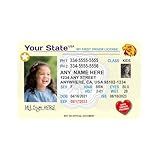 Customized Children's Driver's License indicating a Phone Number for Anti-Loss with a Card Holder Clip(Light Yellow)