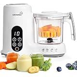 Grownsy Baby Food Maker with Steam Basket, One Step Baby Food Processor Steamer Puree Blender Grinder Mills Machine, Auto Cooking Grinding and Sterili-zing for Healthy Homemade Baby Food, BPA-Free