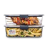 Rubbermaid Brilliance BPA-Free Food Storage Containers with Lids, Airtight Clear Set of 2 (9.6 Cup), Ideal for Lunch, Meal Prep, and Leftovers
