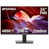 SANSUI Monitor 24 Inch 100Hz PC Monitor, HDMI VGA Ports VESA Mount, FHD Computer Monitor Ultra-Slim Ergonomic Tilt Eye Care for Home Office (ES-24F2, HDMI Cable Included)