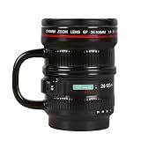 WENSSY Camera Lens Mug Large 16OZ, Ceramic Camera Lens Mug with Lid and Handle, Cool Photography Gifts for Photographers Christmas