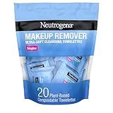 Neutrogena Makeup Remover Towelettes for Face with Micellar Water Daily Alcohol-Free Gently Removes Oil Dirt and Waterproof Makeup in a Simple Fully Plant-Based Cloth, 25 ct