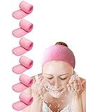 EUICAE Spa Headband Pack of 6 All Pink Sweat Head Towels - Non-slip, Stretchable, Washable Makeup Headbands for Face Wash, Facial Treatment, Sports