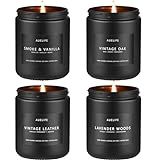 Scented Candles Set | Men Candle Set, Scented Candles for Home, Gifts for Men Aromatherapy Gift Set - 4 Pack Manly Gifts for Dad Fathers Day, Soy Candle of Leather/Smoke & Vanilla/Oak/Lavender
