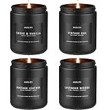 Scented Candles Set | Men Candle Set, Scented Candles for Home, Gifts for Men Aromatherapy Gift Set - 4 Pack Manly Gifts for Dad Fathers Day, Soy Candle of Leather/Smoke & Vanilla/Oak/Lavender