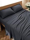 Bedsure Queen Sheet Set - 4 Pieces Soft Queen Size Sheets - Breathable & Cooling - Hotel Luxury - Easy Care Polyester Microfiber Bedding for Women, Men, Dark Grey