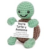 Mini Funny Turtle Crochet Gifts, Birthday Gifts for Women Men Presents, Back to School for Students, Inspirational Small Animals Cute Stuff Things, Handmade Emotional Positive Crochet Turtle Decor