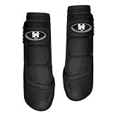 Horntack 1 Pair Horse Boots, Splint Boots for Horses Outdoor Sports, Professional Horse Boots Comfortably Fits the Horse's Leg, Shockproof, Heat Dissipation Horse Splint Boots (Black, Large)