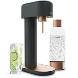 Mysoda Ruby 2 Sparkling Water Maker - Silent Carbonated Water Machine Made of Robust Long-Lasting Aluminium & 1L Water Bottle - Without CO2 Cylinder - Colour Black Copper