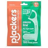 Plackers® Micro Line® Floss Picks - Intense Mint, Floss Fiber Made Without PTFE, 150 Count