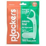 Plackers® Micro Line® Floss Picks - Intense Mint, Floss Fiber Made Without PTFE, 150 Count