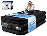 GetFitAirBed Twin Air Mattress with Built-in Pump, 600 lbs Heavy-Duty Support, 48-Hour Leak-Tested 3-Layer PVC, 2-Min Fast Inflation, Durable & Portable Inflatable Bed for Home, Guests & Camping