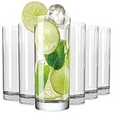 Drinking Glasses Set of 6, 16oz Crystal Highball Glasses, Clear Tall Glass Cups,Water Glass for Kitchen,Tom Collins,Juice,Whiskey,Mojito Cocktail Glasses for Bar Glassware,Gifts for Christmas