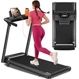 Aiteid Treadmill with 12% Incline, 3.0HP Low Noise Treadmills for Home, Portable Electric Treadmill with Handles, Walking Pad, Compact Running Machine, Walking Pad with Handle, 0.6-6.2MPH(Black)