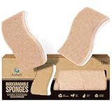 Isshah Plant-Based Kitchen Sponges - FSC Certified and PETA Approved, 12 Count