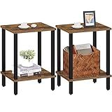 TUTOTAK End Table, Set of 2, Side Table, Nightstand, 2-Tier Storage Shelf, Sofa Table for Small Space, Living Room, Bed Room TB01BB035