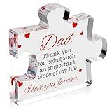 Fathers Day Dad Birthday Gift - Engraved Acrylic Block Puzzle Gifts for Dad 3.35 x 2.76 inch - Cool Father's Day Presents from Daughter, Son, Mom - Heartwarming Men Birthday Gift, Ideas