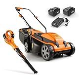LawnMaster 24VMWBL 24V Max 13-inch Cordless Lawn Mower and Cordless Leaf Blower Combo with 2x4.0Ah Batteries and Charger