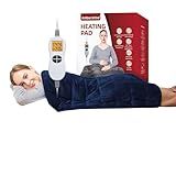 Ambershine 17''x33'' Weighted Heating Pad, 5.2lbs with 12 Temperature Settings & 4 Auto-Off Timers, Pain Relief for Back/Neck/Shoulders/Abdomen/Legs, Christmas Gifts for Mom Dad Women Men(Dark Blue)