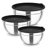 TeamFar Mixing Bowls, Stainless Steel Nesting Salad Bowls & Airtight Lids
