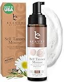 Self Tanner Mousse - USA Made with Natural & Organic Ingredients, Self Tanning Mousse for Dark Fake Tan, Sunless Tanner, Clear & Non Toxic Tanning Foam for Streak Free Finish & Natural Glow