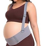 QEESMEI Belly Bands for Pregnant Women, Pregnancy Belly Band with Adjustable Support Brace Straps, Maternity Belt for Back, Abdomen and Waist (Gray,XL)
