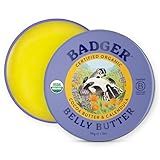 Badger Belly Butter, Organic Stretch Mark Cream for Pregnant Belly, Rich Hypoallergenic Moisturizing Organic Cocoa Butter & Coconut Body Butter for Women, 2 oz Tin
