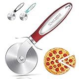SCHVUBENR Premium Pizza Cutter Wheel - Stainless Steel - Easy to Cut and Clean - Super Sharp Pizza Slicer - Dishwasher Safe - Handles Large and Small Pizza - Corte De Pizza(Red)