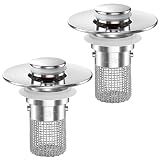 Bathroom Sink Drain Strainer,(2PCS) Pop-up Sink Drain Strainer with Removable Stainless Steel Strainer Basket Hair Catcher, Bathroom Sink Strainer for Bathroom Sink Stopper Replacement