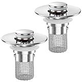 Sink Stopper Hair Catcher,(2PCS) Pop-up Sink Drain Strainer with Removable Stainless Steel Strainer Basket Hair Catcher, Bathroom Sink Strainer for Bathroom Sink Stopper Replacement