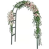 RUBFAC 7.8ft Metal Garden Arch Trellis for Climbing Plants Outdoor, Garden Arbors and Arches, Halloween Archway for Pumpkin Balloon Rose Vines Wedding Christmas Birthday Party Decorations, Army Green