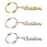 Custom Name Keychain Personalized, Stainless Steel Gold Plated Dainty Engraved Letters Personalized Key Chain,womens (Silver)