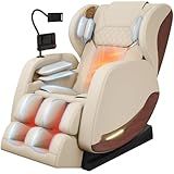 2026 Massage Chair, Massage Chairs Full Body and Recliner with 10 Fixed Points, Zero Gravity, Wood Grain Leather, Foot Massage, Airbags, Lumbar Heating, Bluetooth and Control Screen (Leather White)