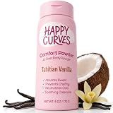 HAPPY CURVES Comfort Powder: Talc Free Anti Chafe Body & Foot Dusting Powder Deodorant to Control Inner Thigh Chafing, and Private Areas 6oz (Pack of 1) - Tahitian Vanilla