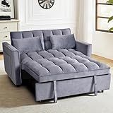 FLEXISPOT XCT4 Convertible Sofa Bed, 3-in-1 Loveseat Sofa Couch with Adjustable Backrest, Pull Out Couch with 2 Pillows & 2 Side Pockets, Futon Sleeper for Dorms Apartment Living Room, Gray
